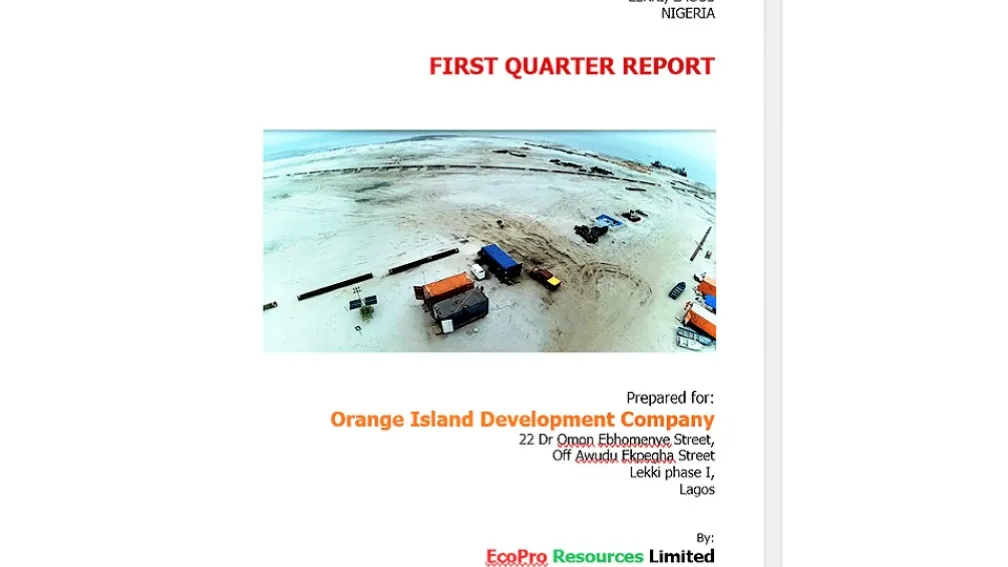 IMM for Orange Island Reclamation. FIRST QUARTER REPORT
