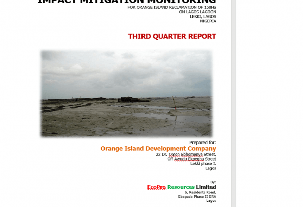 IMM for Orange Island Reclamation. THIRD QUARTER REPORT