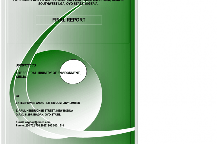 EIA for 25MW IPP at Ring Road Ibadan