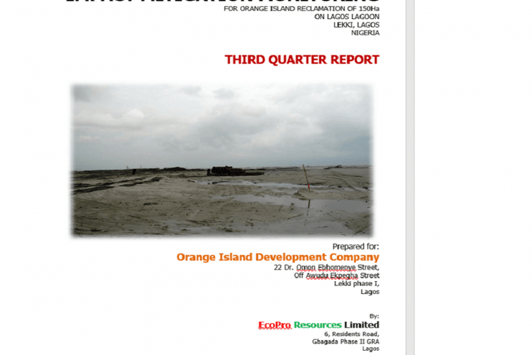 IMM for Orange Island Reclamation. THIRD QUARTER REPORT