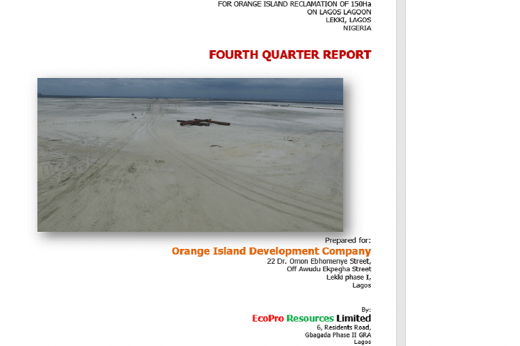 IMM for Orange Island Reclamation. FOURTH QUARTER REPORT