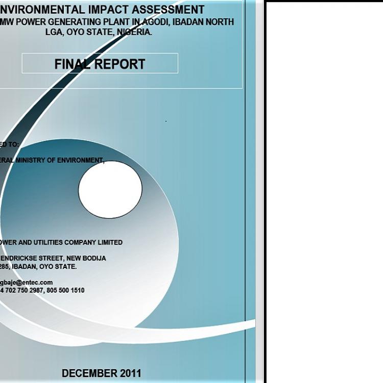 EIA For 25MW Power Plant at Agodi, Ibadan, Oyo State