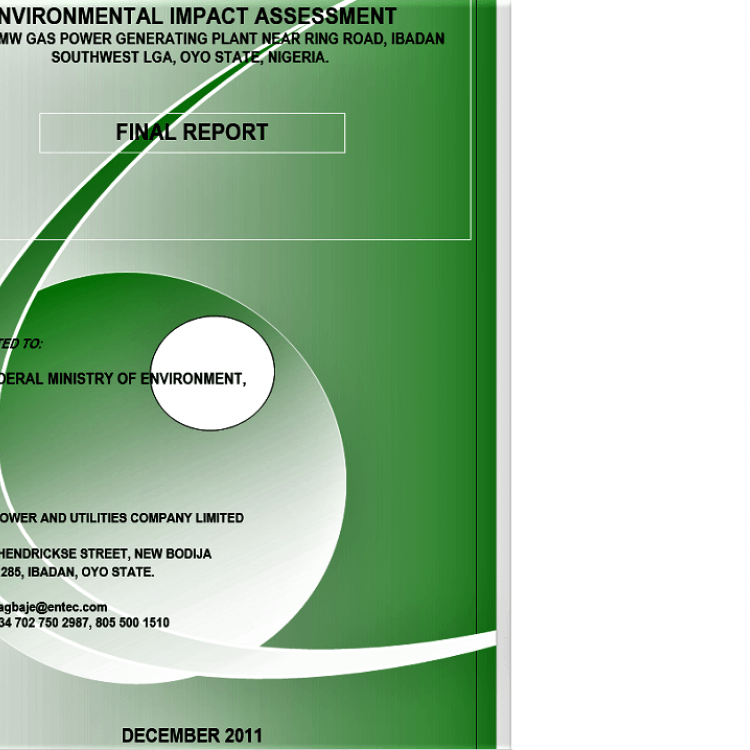 EIA for 25MW IPP at Ring Road Ibadan